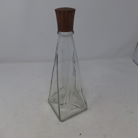 Vintage Schenley Triangular Clear Glass Whiskey Decanter Bottle With Cap Vase - Picture 1 of 12